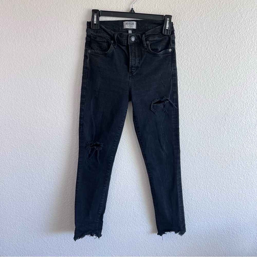 AGOLDE Women's Feel Good Jamie Straight Leg Raw Hem Jeans Black